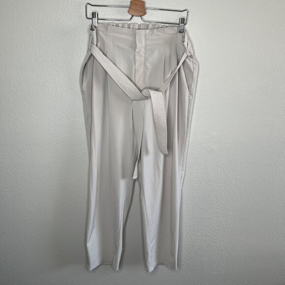 Athleta Skyline Pant II Ivory Belted Athleisure Travel Trousers Size 14 - Picture 13 of 14